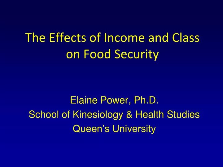 the effects of income and class on food security