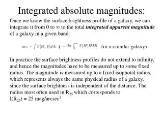 Integrated absolute magnitudes: