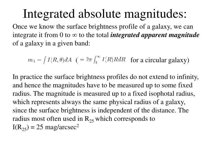 integrated absolute magnitudes