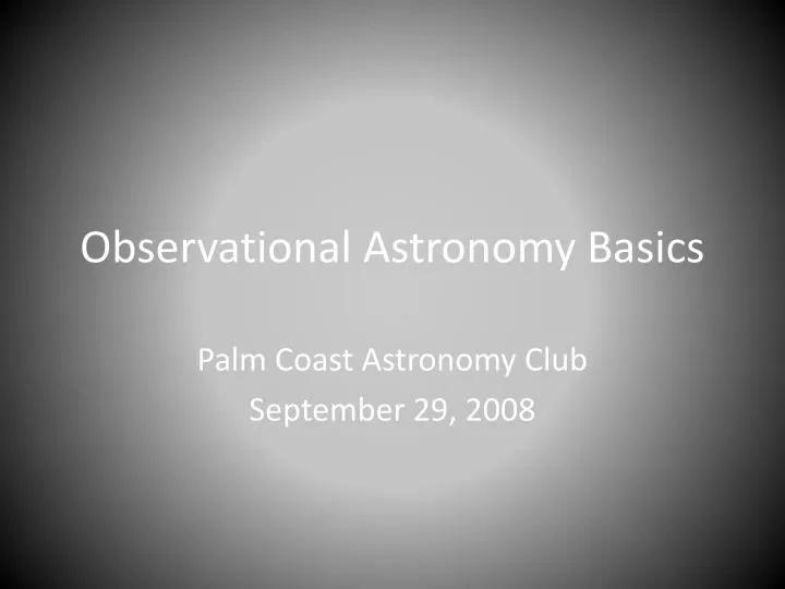 observational astronomy basics