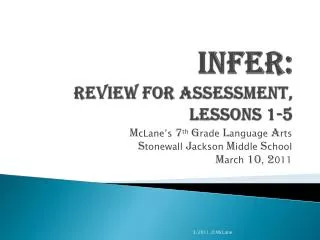 INFER: Review for Assessment, Lessons 1-5