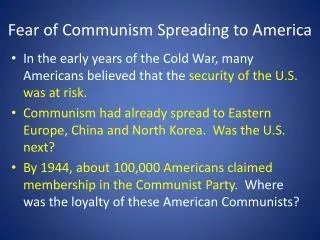 fear of communism spreading to america