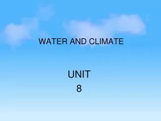 WATER AND CLIMATE