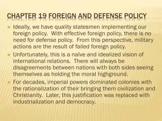 Chapter 19 Foreign and defense policy
