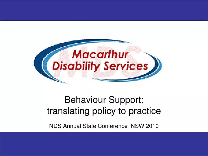 behaviour support translating policy to practice nds annual state conference nsw 2010