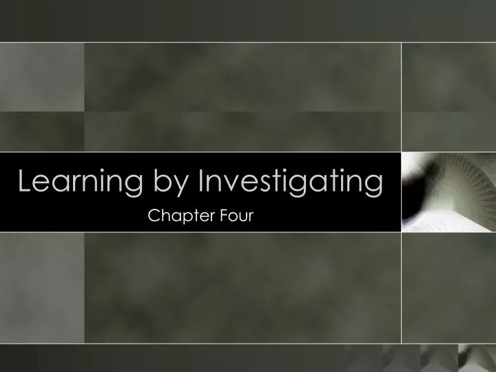 learning by investigating