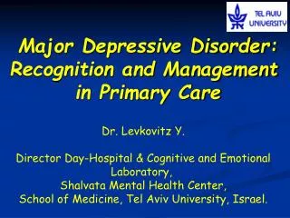 major depressive disorder recognition and management in primary care