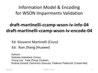 Ed: Giovanni Martinelli (Cisco) Ed: Xian Zhang (Huawei)