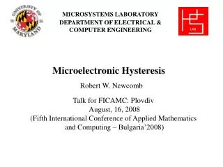 MICROSYSTEMS LABORATORY DEPARTMENT OF ELECTRICAL &amp; COMPUTER ENGINEERING