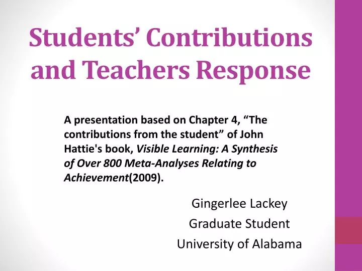 students contributions and teachers response