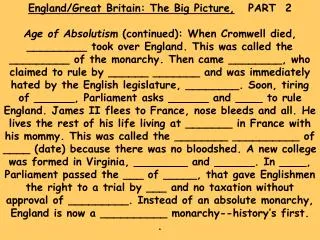 England/Great Britain: The Big Picture, PART 2