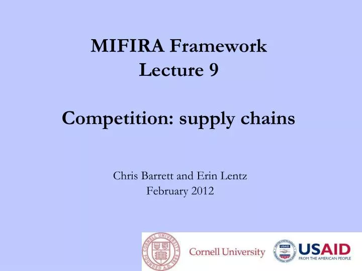 mifira framework lecture 9 competition supply chains