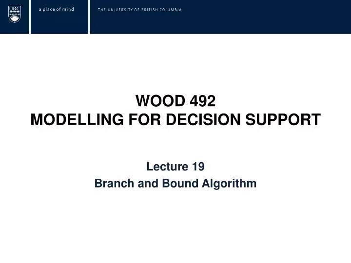 wood 492 modelling for decision support