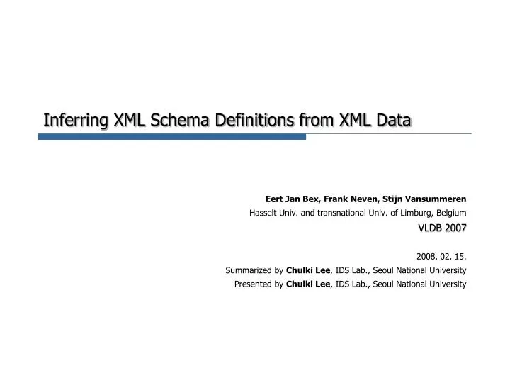 inferring xml schema definitions from xml data