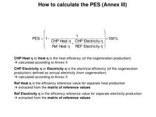 How to calculate the PES (Annex III)
