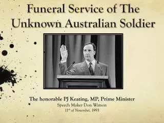 Funeral Service of The Unknown Australian Soldier