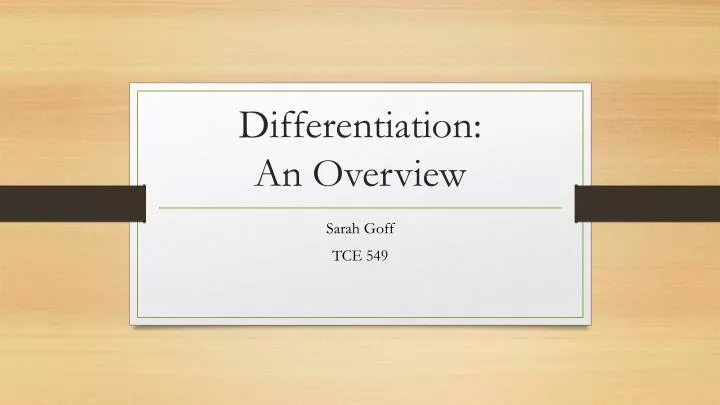 differentiation an overview