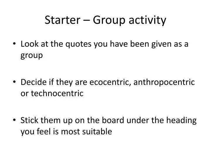 starter group activity