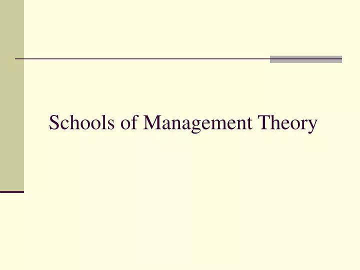schools of management theory