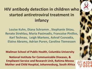 HIV antibody detection in children who started antiretroviral treatment in infancy