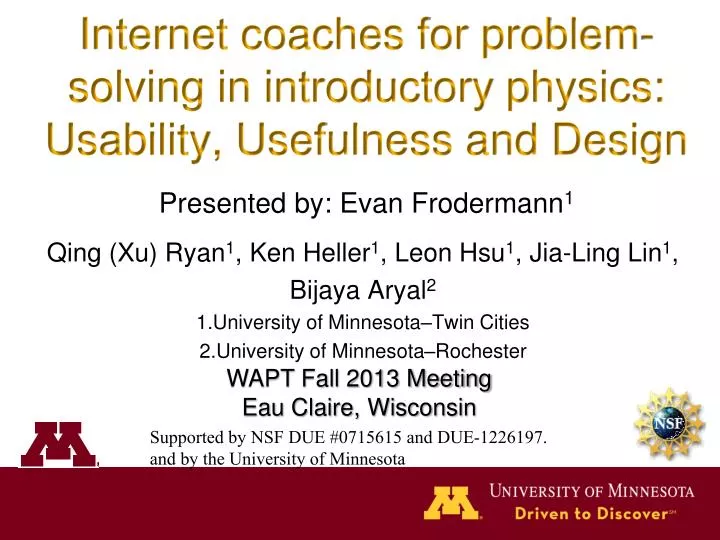 internet coaches for problem solving in introductory physics usability usefulness and design