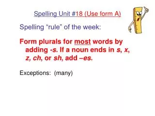 Spelling Unit # 18 (Use form A)