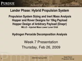Week 7 Presentation Thursday, Feb 26, 2009
