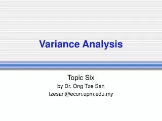 Variance Analysis