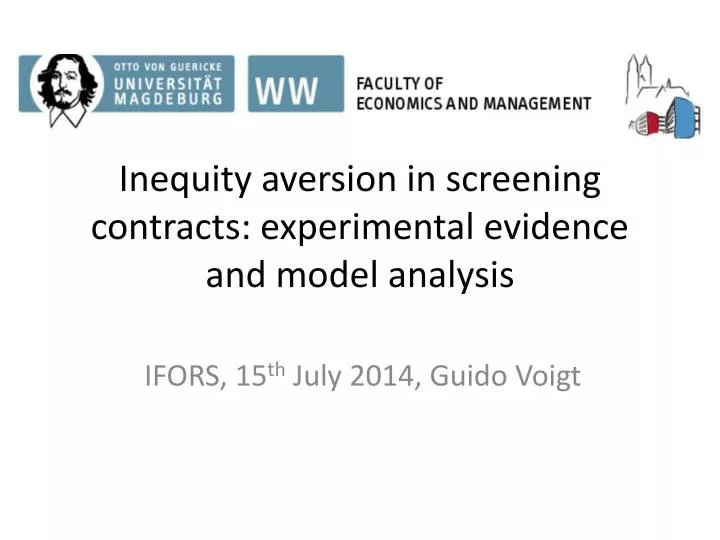 inequity aversion in screening contracts experimental evidence and model analysis