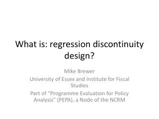 What is: regression discontinuity design?