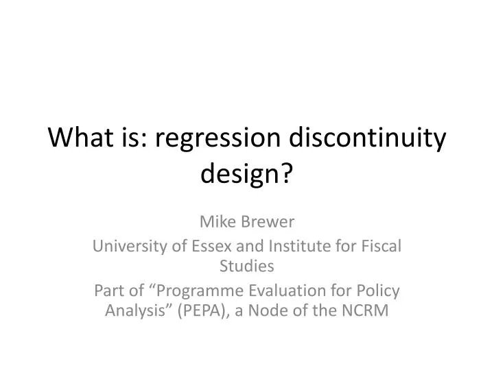 what is regression discontinuity design
