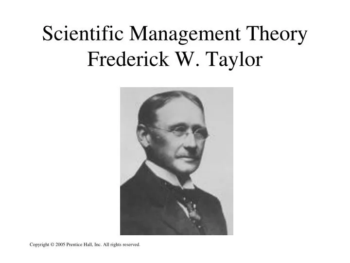 Scientific Management Theory Frederick W Taylor N 