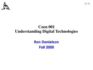 Coen 001 Understanding Digital Technologies