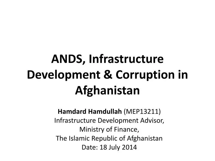 ands infrastructure development corruption in afghanistan