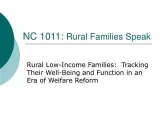 NC 1011: Rural Families Speak