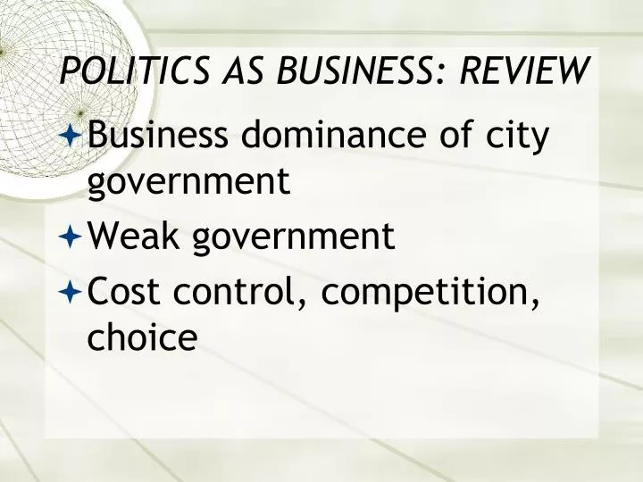 politics as business review