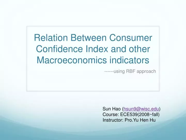 relation between consumer confidence index and other macroeconomics indicators