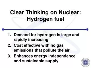 Clear Thinking on Nuclear: Hydrogen fuel