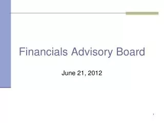 Financials Advisory Board