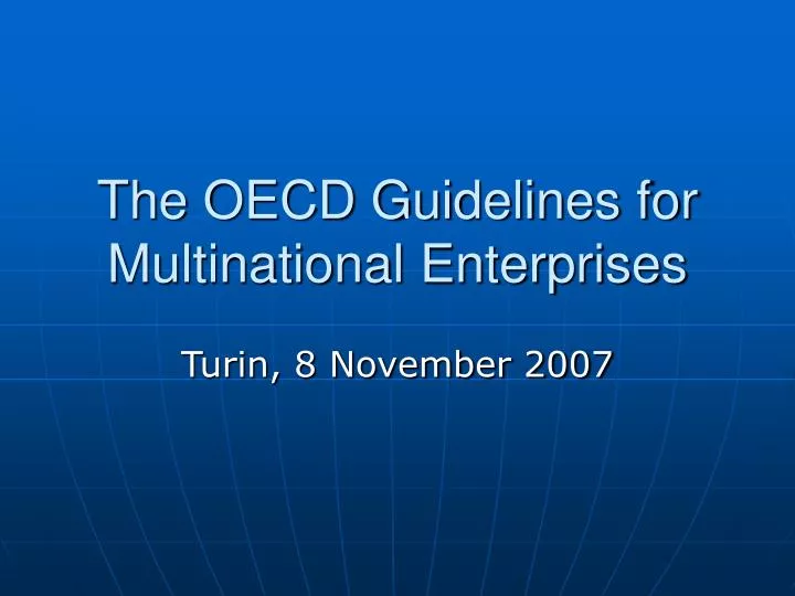 the oecd guidelines for multinational enterprises