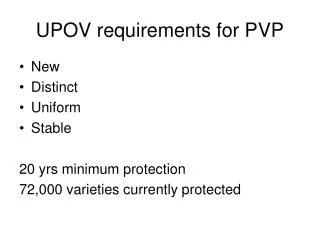 UPOV requirements for PVP