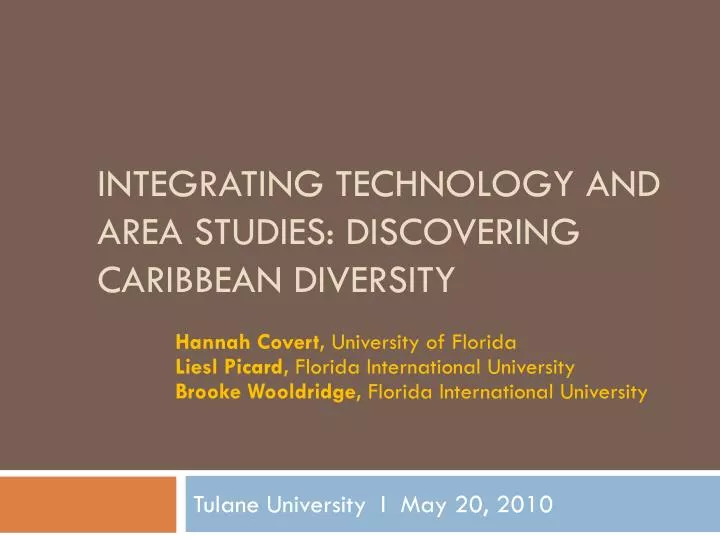 integrating technology and area studies discovering caribbean diversity