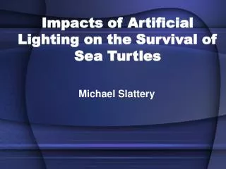 Impacts of Artificial Lighting on the Survival of Sea Turtles