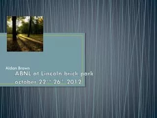 ABNL at L incoln brick park october 22 nd 26 th 2012