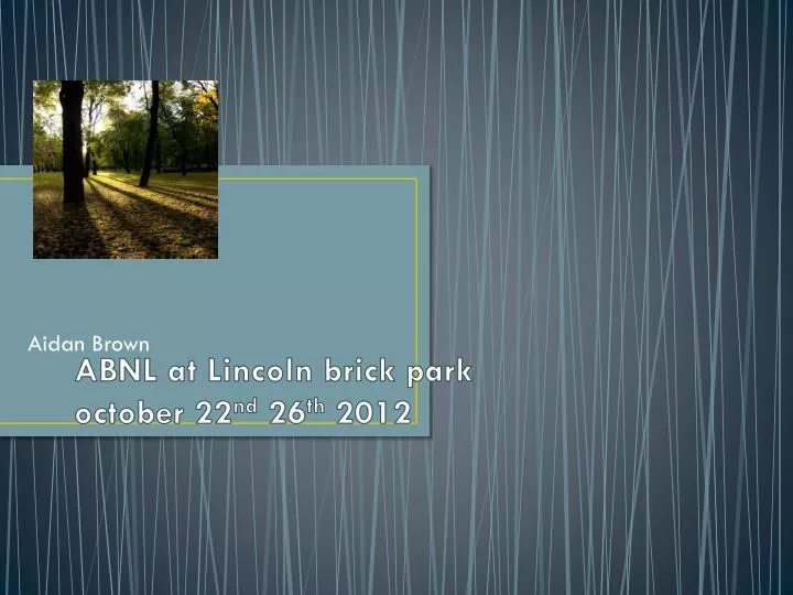abnl at l incoln brick park october 22 nd 26 th 2012