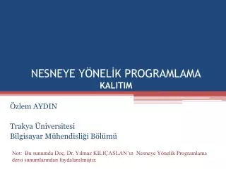nesneye y nel k programlama kalitim