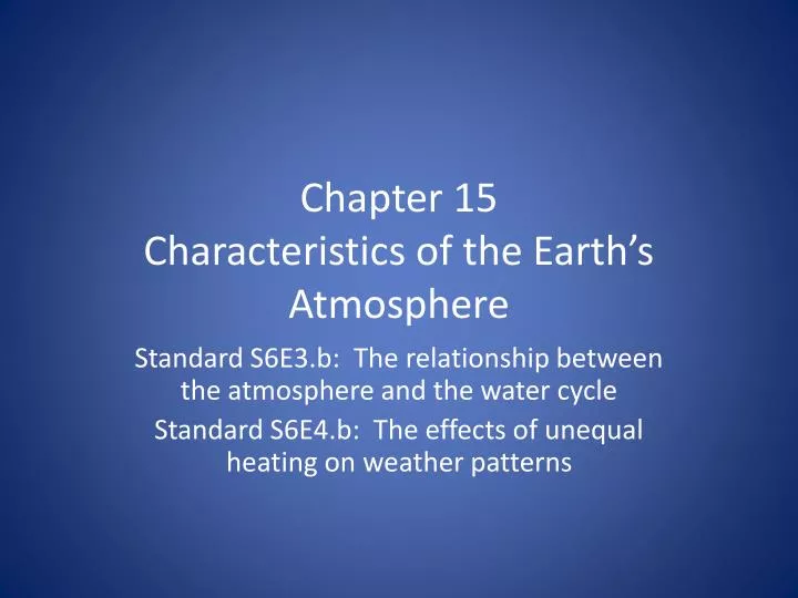 chapter 15 characteristics of the earth s atmosphere