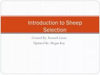 Introduction to Sheep Selection