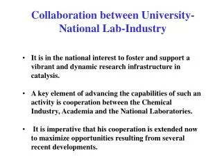 Collaboration between University-National Lab-Industry