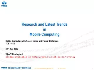 Research and Latest Trends in Mobile Computing